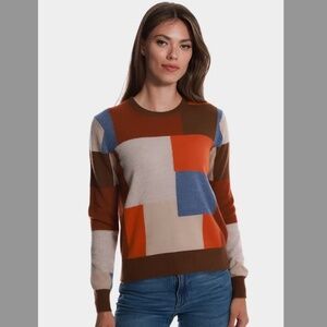 Never worn Minnie Rose cashmere color block sweater size small